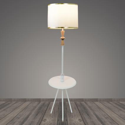 Торшер со столиком T2101 WT+GD белый+золото/белый абажур 1x40W E27 h1630, BTH